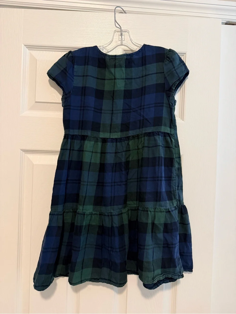 GAP Blue and Green Plaid Short-Sleeve Dress